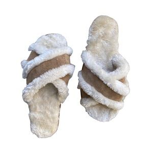 Minnetonka Slide Slippers Plush Faux Fur Size 8